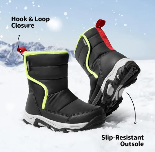 Vista 5 de DREAM PAIRS Botas de nieve de invierno impermeables de media pantorrilla para niños y niñas
