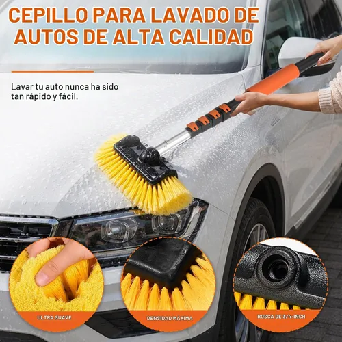 Vista 3 de SISUPASSIE Cepillo de lavado de coche, cepillo telescópico de lavado de coche de 16 pies con mango largo, cepillo de limpieza de coche de cerdas