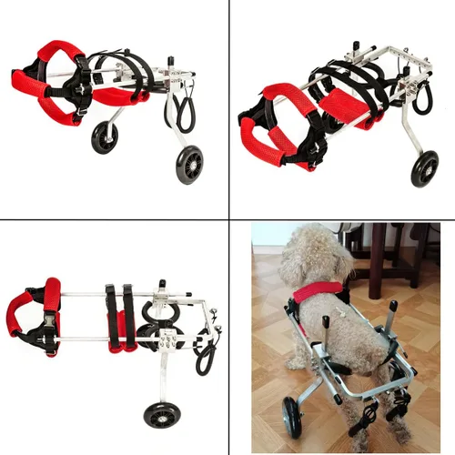Vista 8 de Silla de ruedas para perros para patas traseras, rueda de ejercicio ligera para perro, ajustable de 2 ruedas para gato/perro, silla de ruedas