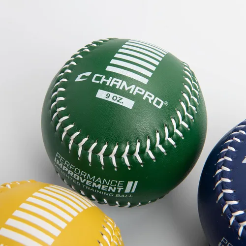 Vista 4 de Champro Softball de entrenamiento, juego de 4 (verde/amarillo/negro/azul, 12 pulgadas)