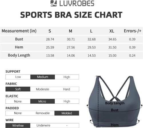 Vista 7 de Luvrobes Brasier deportivo para mujer, con tirantes cruzados, copa moldeada, para entrenamiento, correr, impacto medio, sexy, linda, para yoga