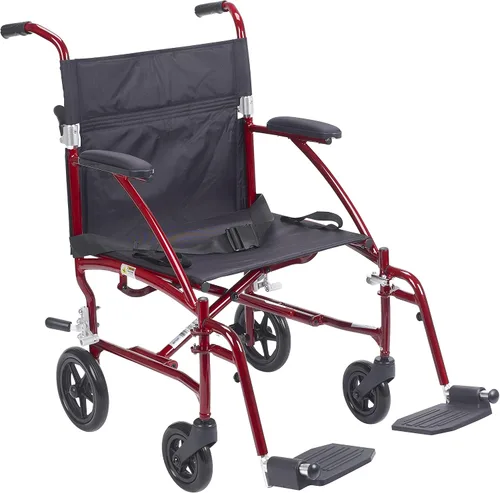 Vista 10 de Silla de ruedas Drive Medical Fly Lite de aluminio ultraligero, silla de transporte, DFL19-BLK, 19", Black Frame, 1, 1 Folding Transport