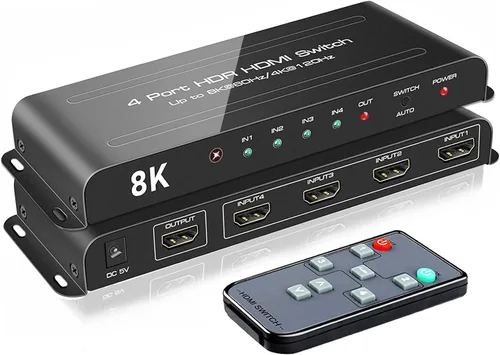 Vista 9 de (Versión más reciente) ROOFULL 5 puertos 4K HDMI Switch con control remoto 5 en 1 salida 4K @60Hz HDMI 2.0 selector de conmutador, Dolby