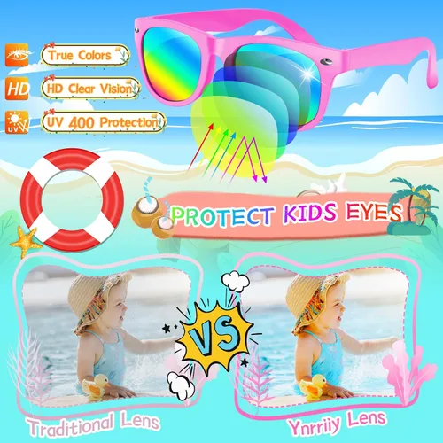 Vista 4 de Gafas de sol para niños a granel Paquete de 16 recuerdos de fiesta de neón para niños y niñas de 3 a 8 años Suministros para fiestas de cumpleaños