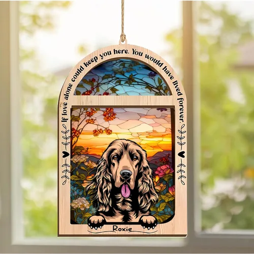 Vista 142 de LOVELYPOD Adorno de Navidad personalizado de sabueso afgano, atrapasoles con nombre, regalos de pérdida de mascotas, regalos para amantes