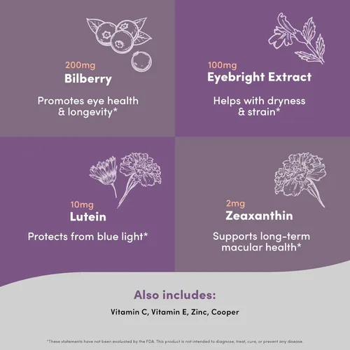 Vista 3 de Vital Peak® Provision Vitaminas para los ojos – Suplementos para la salud ocular – con arándano, luteína, zeaxantina y más vitaminas – Vegano, sin