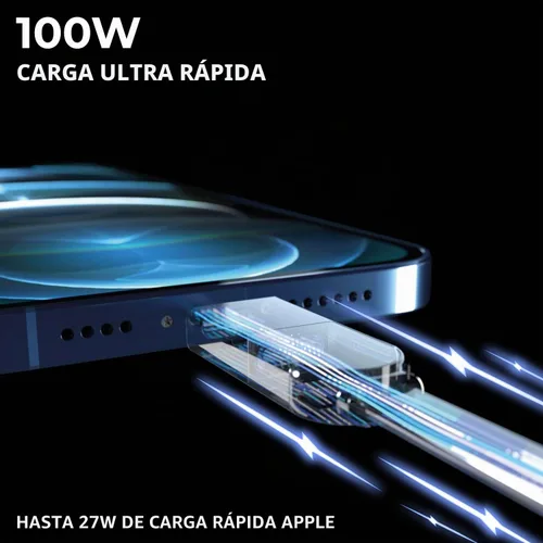 Vista 3 de Rolling Square inCharge XL - Cable de carga múltiple 6 en 1, cable USB portátil y USB-C con potencia de carga ultrarrápida de 100 W, 1 pie/0.3m Negro
