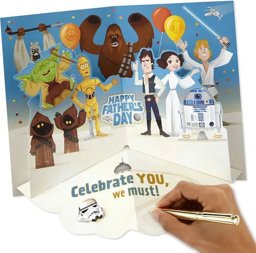 Vista 5 de Hallmark Star Wars - Tarjeta del día del padre (Yoda, Celebrate You, We Must)