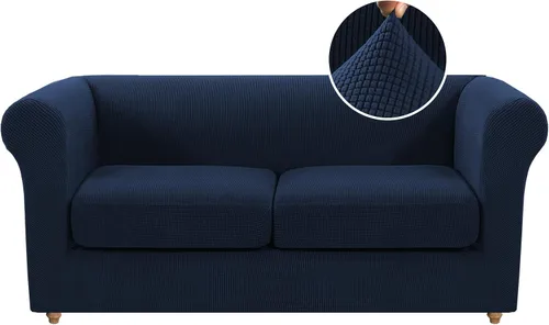 Vista 47 de Funda para silla Chesterfield de 2 piezas para sofá de 1 cojín, fundas para silla de brazo alto, 1 asiento, alta elasticidad, lavable, protector