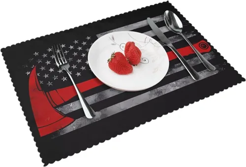 Vista 9 de Rectangular Placemats Set of 4, Heat Resistant Beauty Burnt Orange Printed Kitchen Dining Table Mats