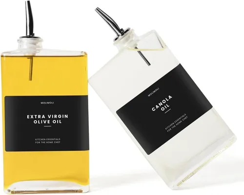 Vista 9 de Molimoli Dispensador de Aceite de Oliva para Cocina, Vertedor Automático, Dispensador de Botella de Vidrio Delgada para Cocina, Aceitera de Aceite