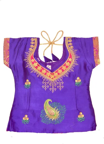 Vista 3 de Chandrakala Niños Pattu pavadai étnico tradicional Lehenga choli Chaniya Choli vestido falda Tops para niñas (KL107)