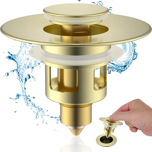 Vista 11 de Hibbent Paquete de 2 Tapones Universales de Todo Metal para Lavabo de Baño para Lavamanos de 1.1''~2.3'', Colador de Desagüe de Lavabo Emergente