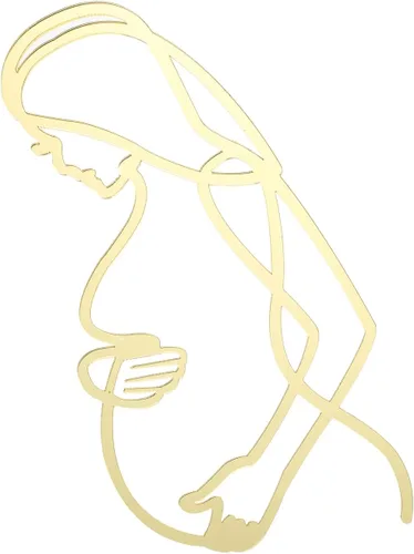 Vista 5 de Abstracto Arte Línea Mujer Embarazada Pastel Topper, Espejo Dorado, Baby Shower