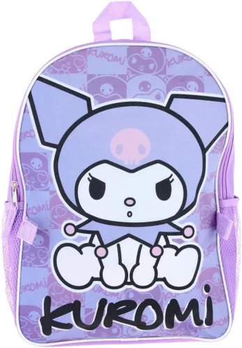 Vista 2 de Fast Forward Hello Kitty Kuromi - Mochila escolar de 16 pulgadas y bolsa de almuerzo rectangular adjunta