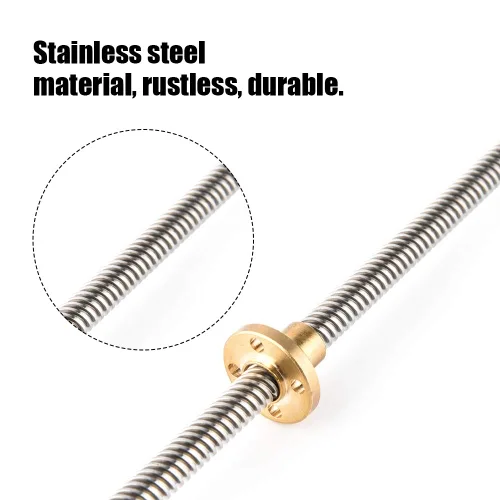 Vista 3 de Diyeeni Accesorios para impresoras 3D T8 Tornillo trapezoidal + tuerca T8, tornillo de paso de 0.079 pulgadas, acero inoxidable, para motor paso a