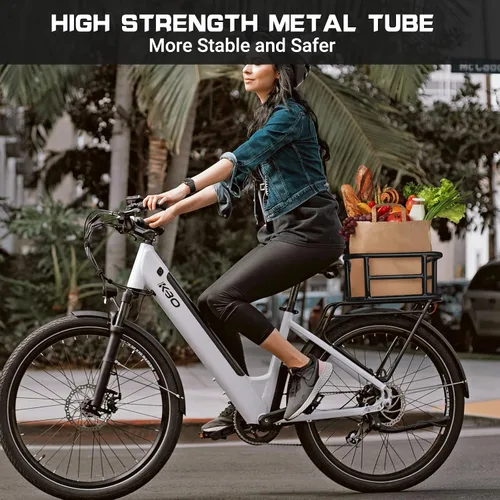 Vista 2 de RAYMACE Cesta trasera para bicicleta con red de carga y forro Cesta grande para bicicleta, montaje perfecto para bicicleta eléctrica
