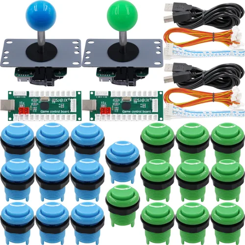 Vista 9 de SJ@JX Arcade Game 2 Player Controller DIY Kit Microswitch Recessed Button 4&8 Way Joystick Zero Delay USB Encoder Fighting Stick Handles Console for
