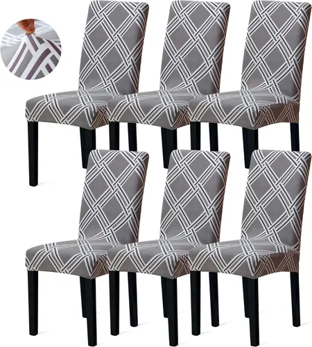 Vista 109 de Sufdari Juego de 2 fundas para sillas de comedor, fundas para sillas de cocina, fundas para sillas Parsons, protectores de sillas de elastano