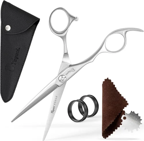 Vista 14 de Tijeras Profesionales para Cabello de 5.5 Pulgadas con Cuchillas Extremadamente Afiladas, Tijeras de Corte de Cabello de Acero 440C, Duraderas