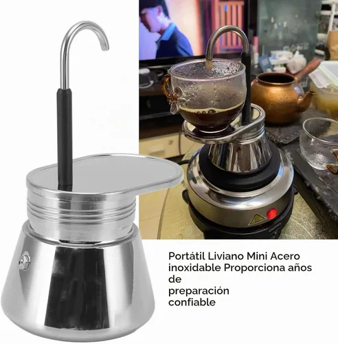 Vista 2 de GOWENIC Cafetera italiana de acero inoxidable, olla portátil de gran capacidad, 101 a 16.9 fl oz