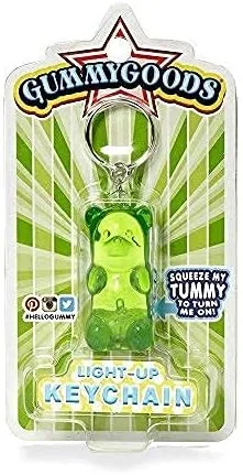 Vista 8 de Gummygoods Llavero de oso de goma de tamaño mordido, luz nocturna para niños, luz LED, batería incluida