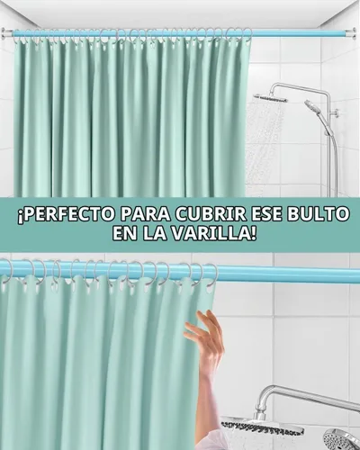Vista 3 de Cubierta de plástico para barra de ducha de 58 pulgadas, 2 cubiertas, color Azul