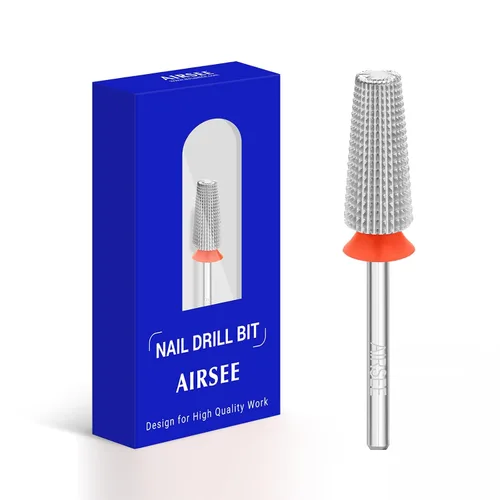 Vista 8 de AIRSEE Broca de carburo de tungsteno 5 en 1 para uñas acrílicas, lima eléctrica Efile, punta de cabeza para manicura, pulido rápido, quitar gel, Oro