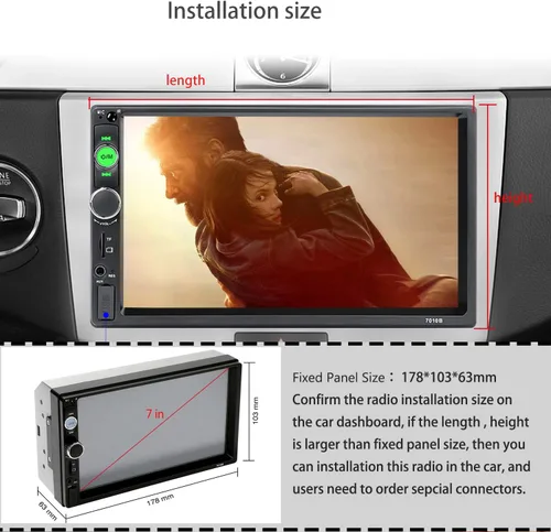Vista 8 de UNITOPSCI Estéreo de coche doble DIN de 7 pulgadas con pantalla táctil de audio para automóvil con audio Bluetooth, llamadas manos libres, cámara