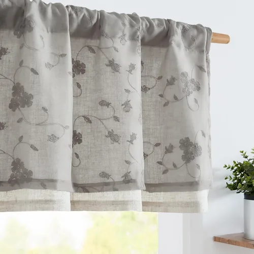 Vista 19 de Jinchan - Cenefa con volantes para cocina, cenefa de lino arrugado y cruzado, estilo shabby chic de casa de campo y cabaña, para sala de estar