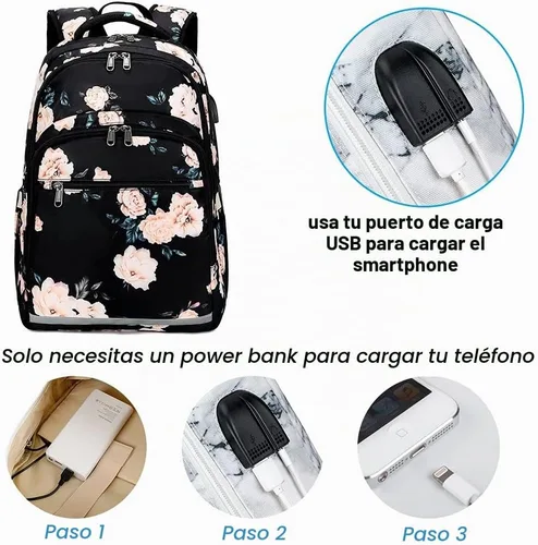 Vista 3 de Bluboon Mochila para mujer de 15.6 pulgadas, mochila para laptop de 15.6 Peonía