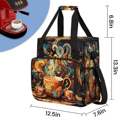 Vista 2 de Bolsa para cafetera compatible con K-Mini o K-Mini Plus Coffee Cup Pattern1 Coffees Machine Travel Storage Tote Bag Compatible Portable Single