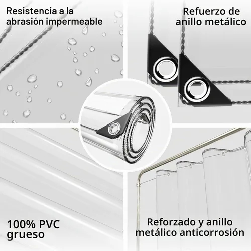 Vista 5 de Lona impermeable transparente de 3 x 6 pies, lona de PVC de 11.8 mil con ojales y brida para cables, cubierta resistente de servicio pesado al