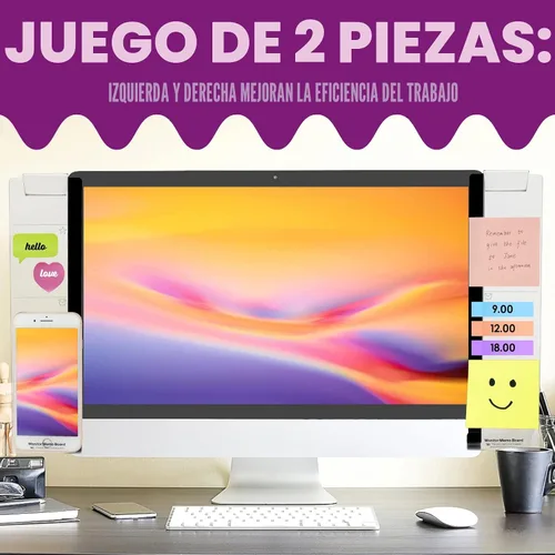 Vista 2 de Accesorios de escritorio de oficina, 2 unidades, tablero de notas para monitor de computadora, tablero de mensajes multifunción, panel lateral