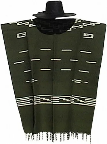 Vista 6 de Sharpshooter Clint Eastwood Spaghetti Western Original Pattern 100% lana Poncho con sombrero de cuero