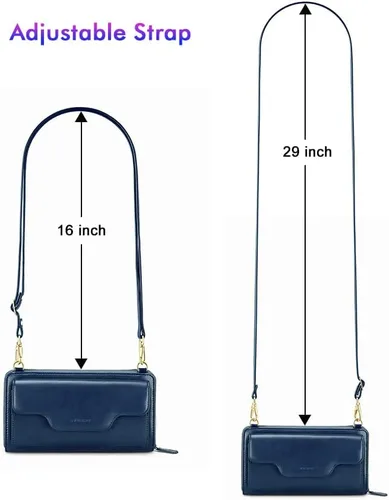 Vista 5 de nuoku Bolsos cruzados para mujer, carteras de muñeca para mujer, monederos pequeños para mujer, cartera para teléfono celular, cartera RFID