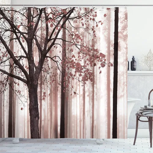 Vista 44 de Ambesonne Decor Collection cortina para regadera de baño de poliéster