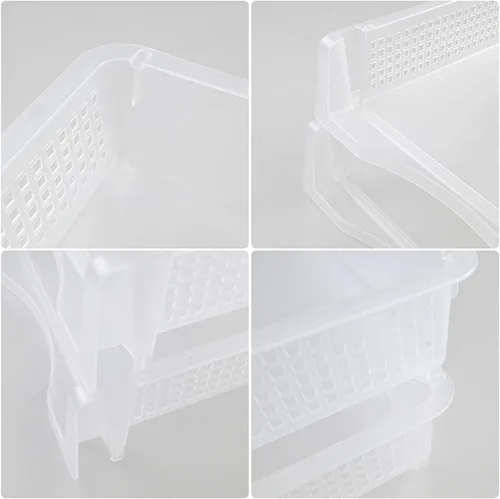 Vista 3 de 6 paquetes de bandejas de papel apilables A4, bandeja de plástico transparente para cartas de escritorio