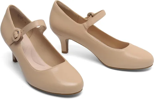 Vista 3 de DREAM PAIRS Zapatos de vestir Mary Jane para mujer, tacones bajos para gatito, punta redonda cerrada, zapatos cómodos para boda, baile, oficina