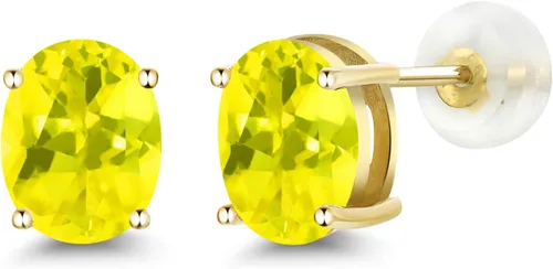 Vista 38 de Gem Stone King Aretes de oro de 14 quilates con piedra natal ovalada de 0.315 x 0.236 in Aretes de oro para mujer