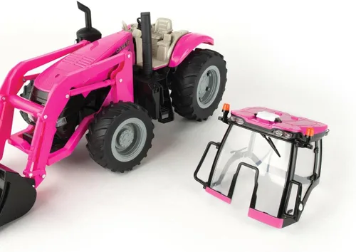 Vista 5 de ERTL 1/16 Big Farm Case IH Magnum Tractor rosa con cargador y luces y sonidos