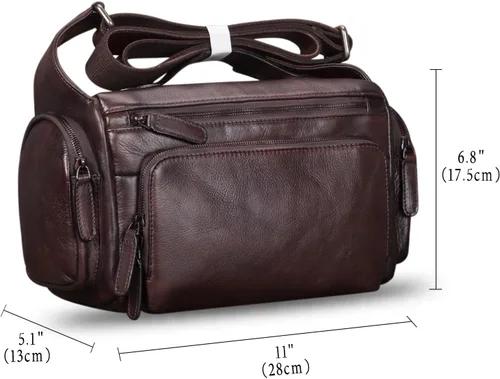 Vista 5 de IVTG Bolso de mensajero de cuero genuino para hombre, bolso cruzado para el hombro, mochila informal para el trabajo, negocios