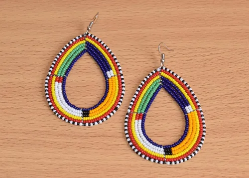 Vista 2 de TEMBO AFRICA Maasai Beaded Earrings Handmade African Earrings Length: 3 Inches (with hooks) Boho Jewelry Gifts Handmade From Africa AE05