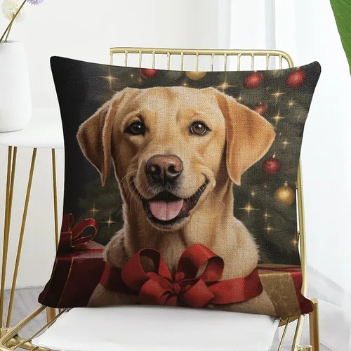 Vista 7 de Funda de almohada estampada con retrato de laboratorio de raza de perro amarillo serio, labrador retriever, fundas de cojín amarillas de laboratorio