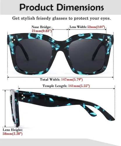 Vista 5 de FEISEDY Gafas de sol vintage de mariposa para mujer, diseño de lujo, cuadrado, degradado, B2486