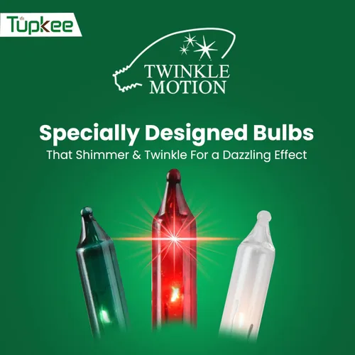Vista 3 de Juego de luces centelleantes y parpadeantes de Navidad con punta de llama - 8 de 50 luces parpadeantes – 50 bombillas mini rojas, verdes