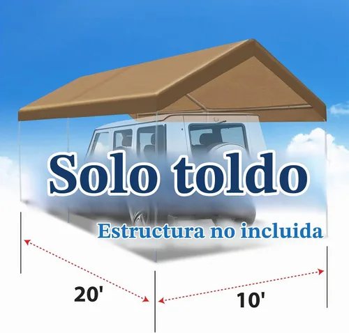 Vista 6 de BenefitUSA Canopy ONLY Toldo de repuesto de 10 x 20 pies, para exteriores, cubierta de lona con bolas elásticas (bronceado)