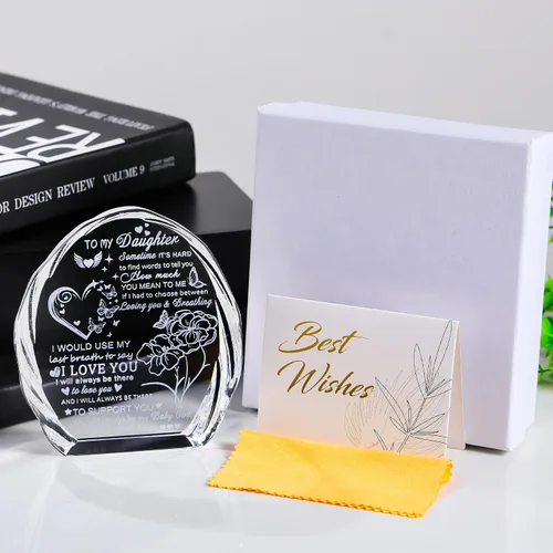 Vista 2 de Regalos para hija de mamá papá, regalos de cumpleaños para el día de la madre para hija adulta, recuerdos de cristal para mi hija, regalo