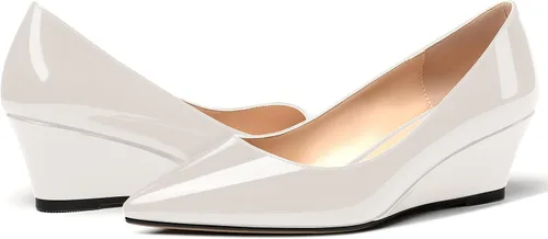 Vista 6 de MERRORI Zapatos de tacón bajo con cuña y puntera cuadrada sólida para mujer, de 2 pulgadas