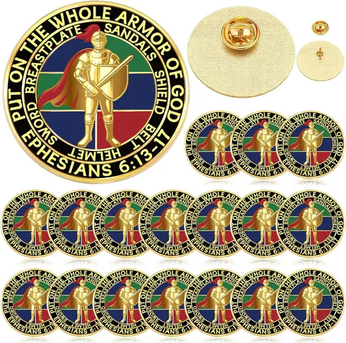 Vista 7 de Therwen 16 broches religiosos de oro de 1.18 pulgadas para poner en toda la armadura, broches religiosos cristianos a granel para hombres y mujeres
